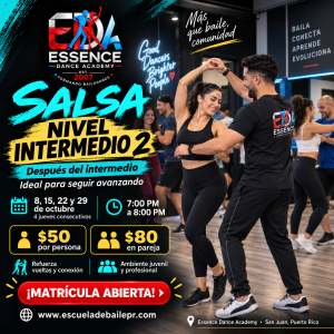Curso de Salsa Intermedio 2 on2| Octubre 2026