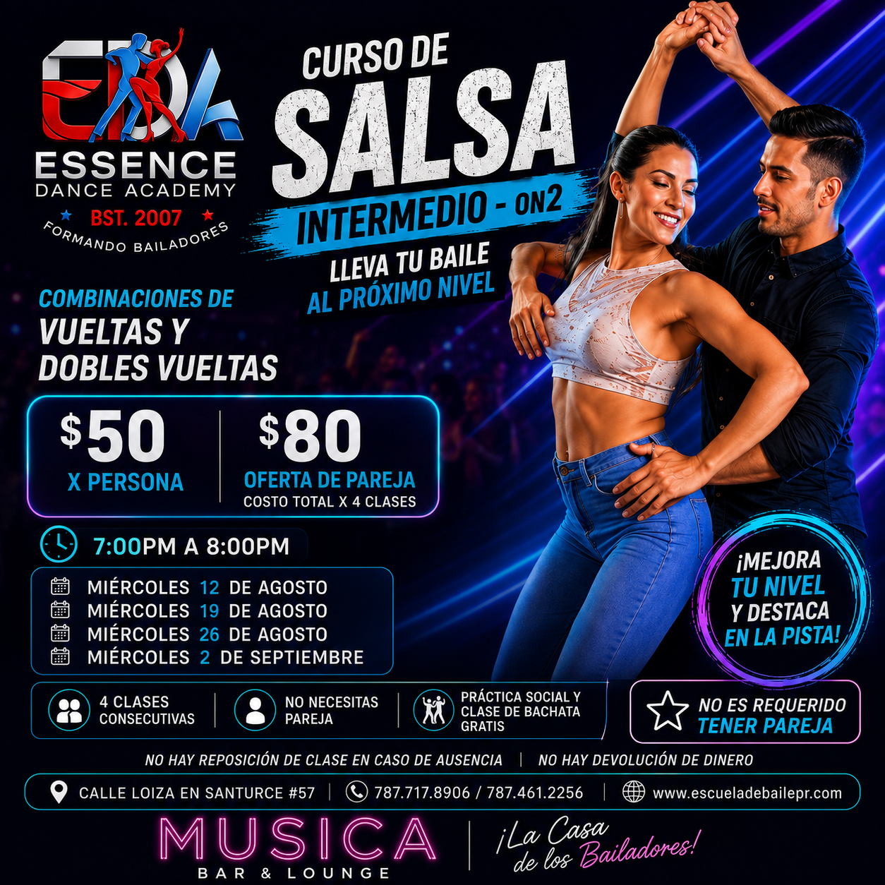 Curso de Salsa Intermedio On2 – Combinaciones, Vueltas y Dobles Vueltas | 4 Clases
