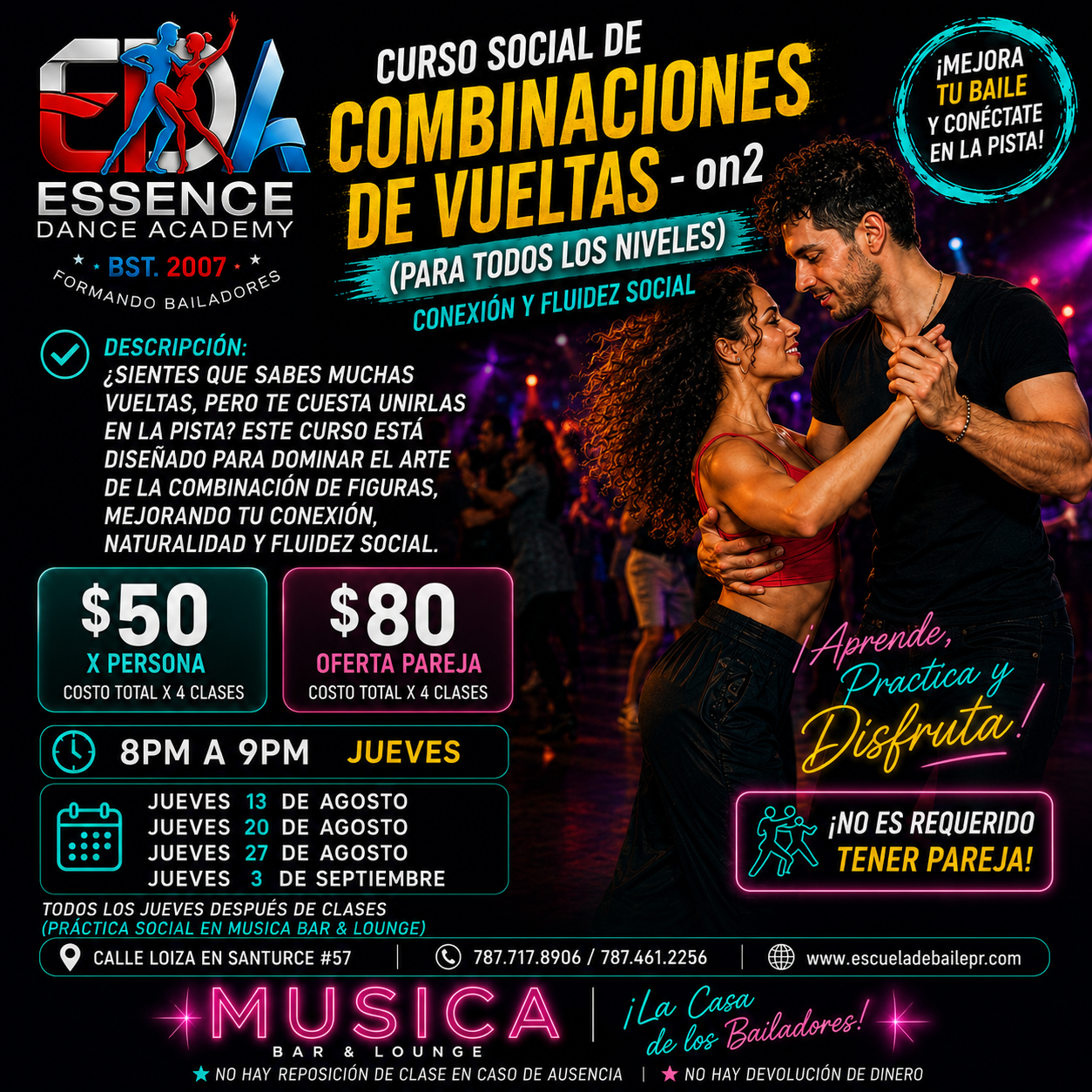 Curso Social de Combinaciones de Vueltas On2 – Conexión y Fluidez Social | 4 Clases