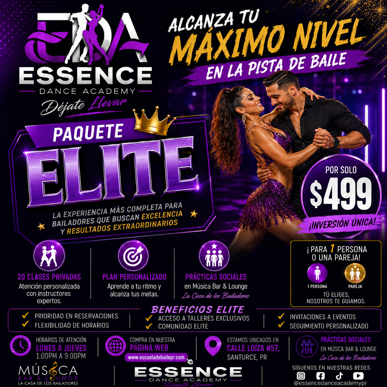 Paquete ELITE – 20 Clases Privadas de Baile | Essence Dance Academy